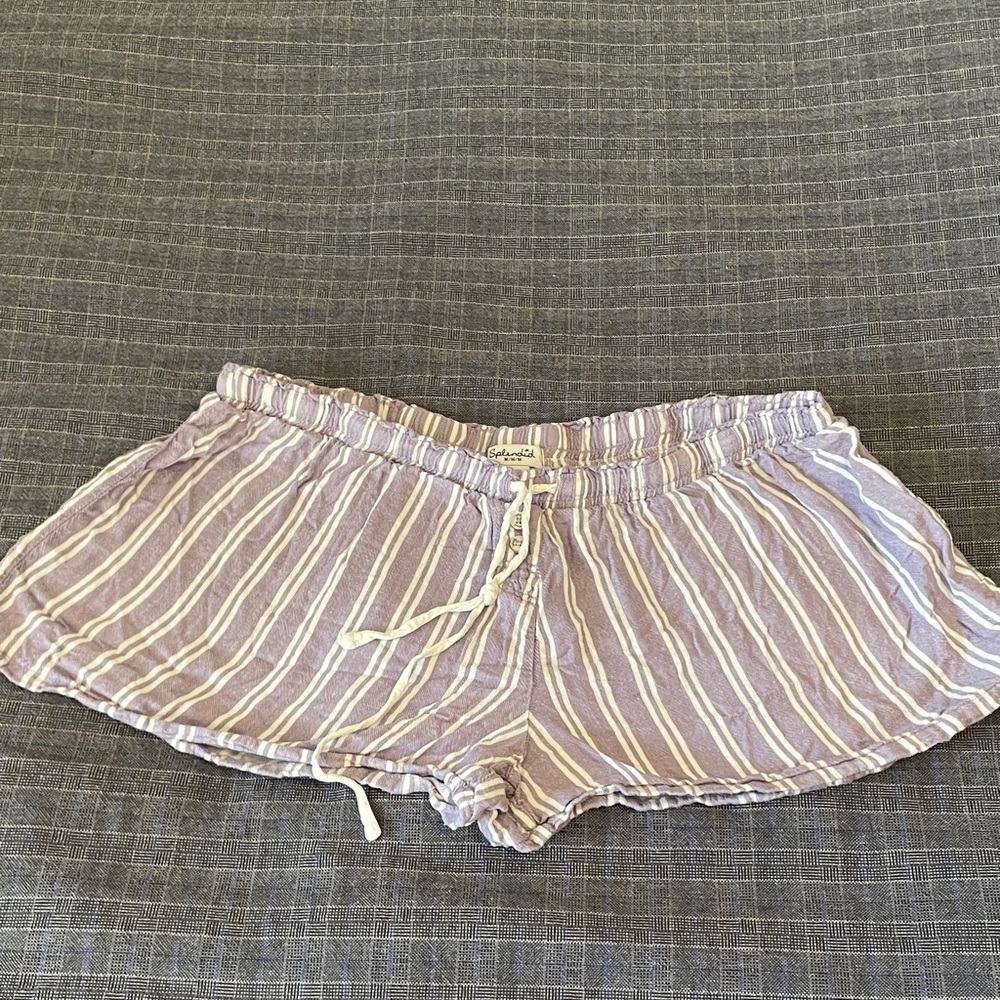 Splendid Lavender and White Striped Athletic Shorts